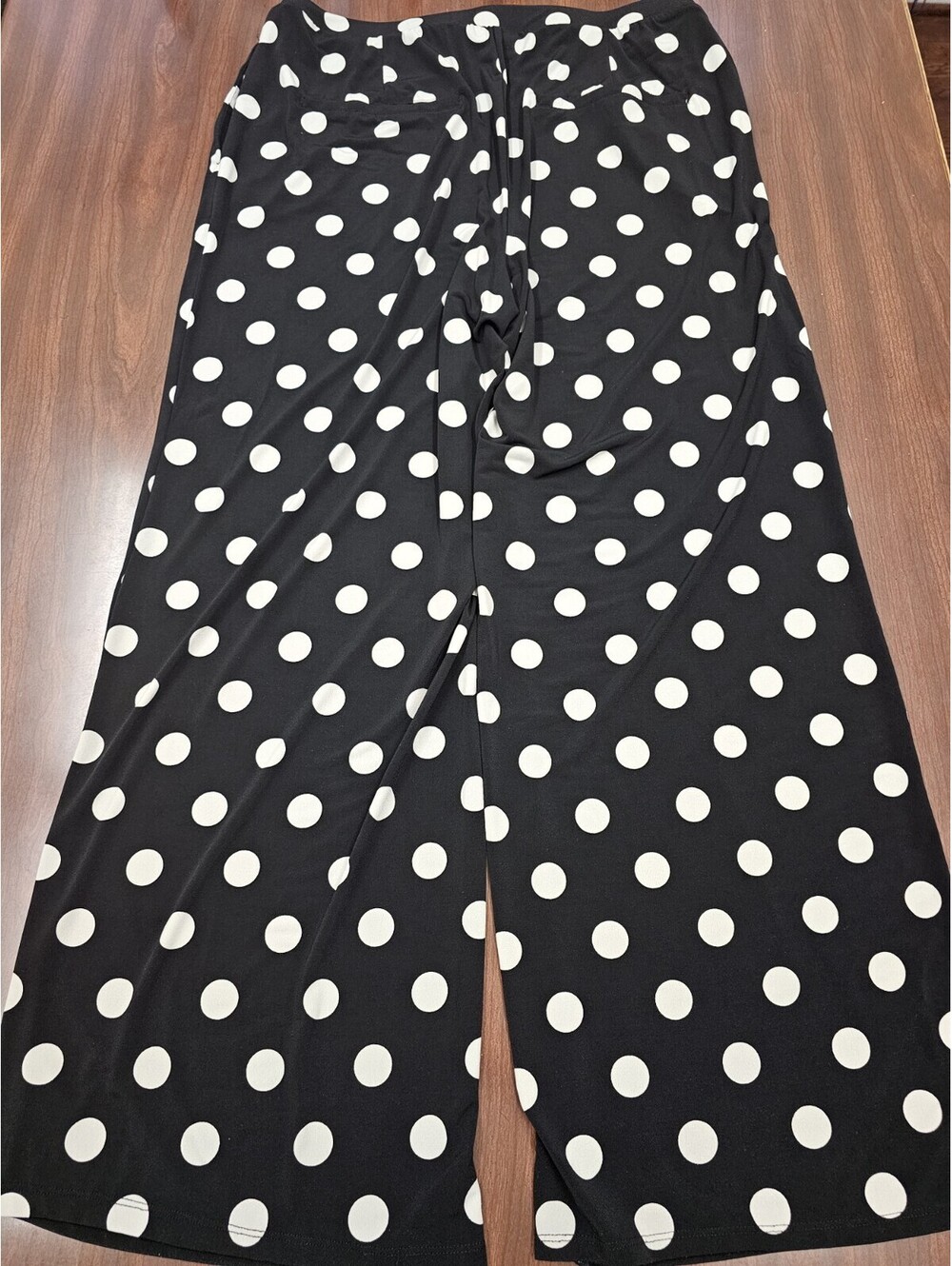 Cato Womens 14/16W Black White Polka Dot Wide Leg Pants Pull On Strecth Palazzo - Picture 2 of 11